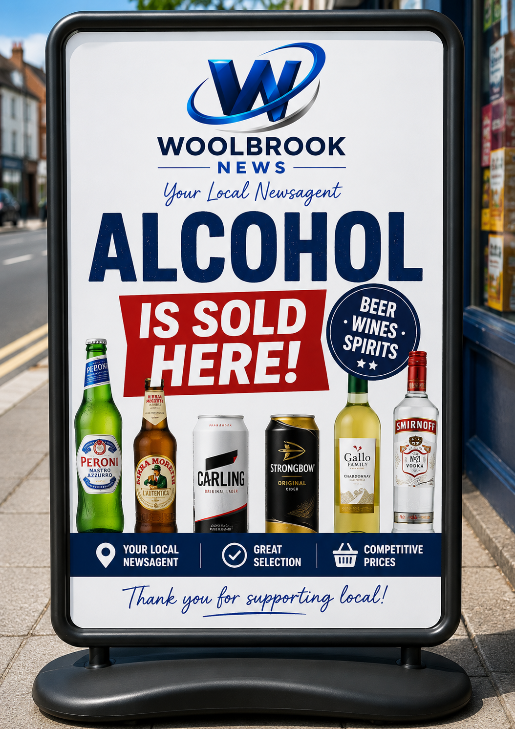 Alcohol available at Woolbrook News